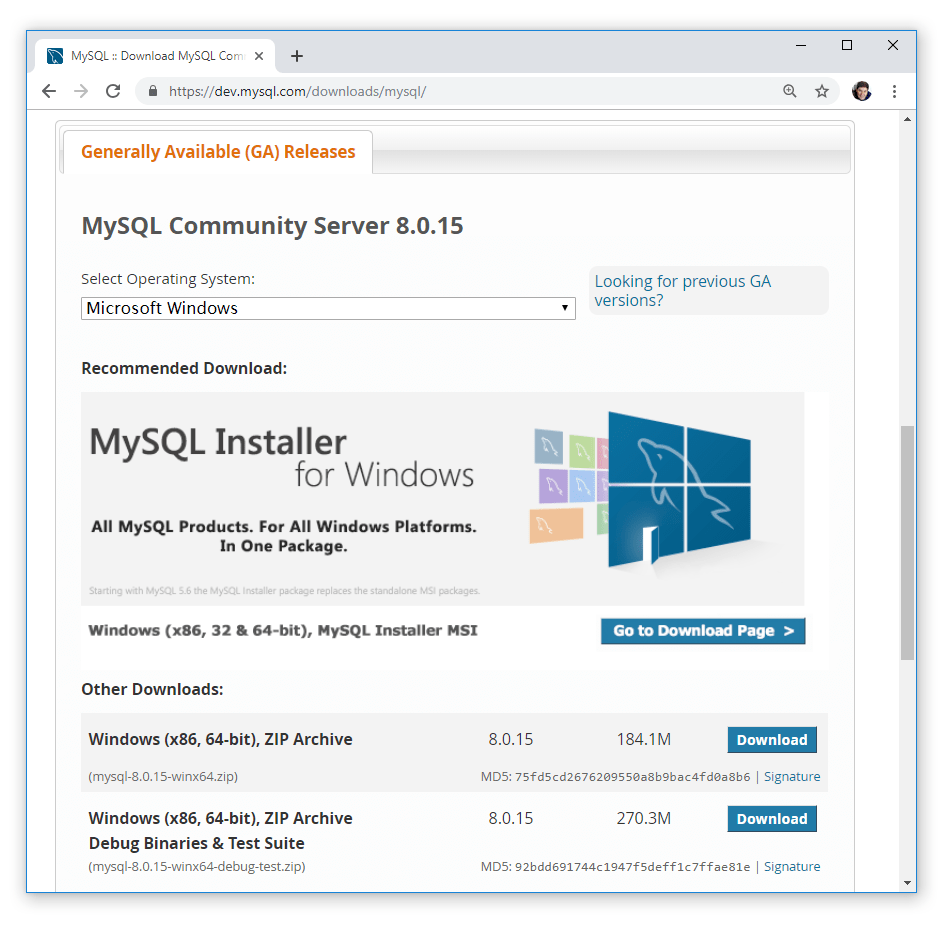 mysql windows 10 64 bit download